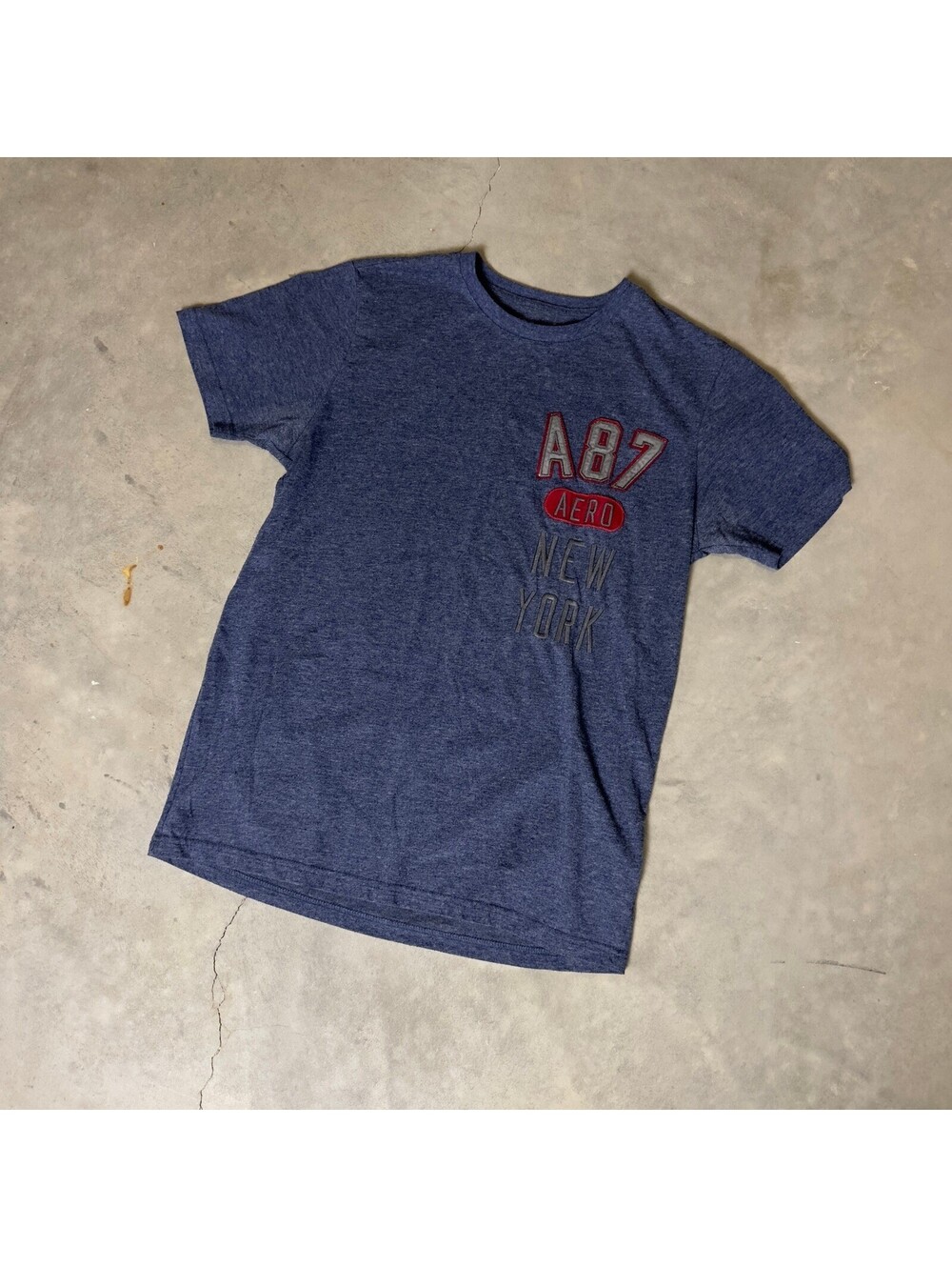 Aeropostale A87 New York Graphic Tee Mens M Blue Heathered